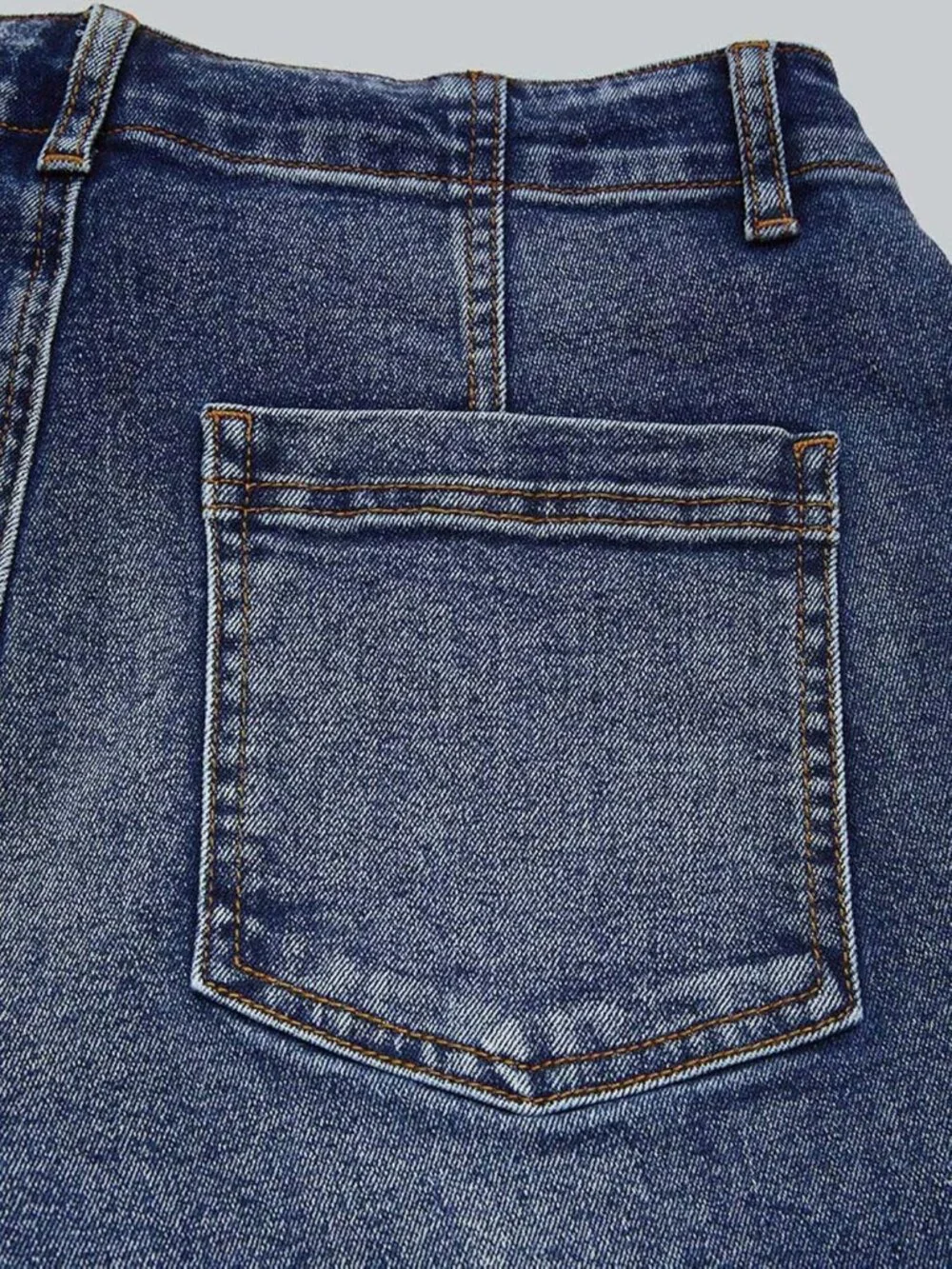 Women's Mid Waist Straight Leg Jeans Drawstring Cropped Jeans Women Stretchy - Picture 5 of 6